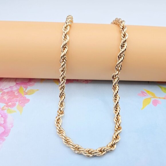 "Bold Rope Style Rose Gold Necklace for Men & Women, 19.7 Inch Length, XPNL0082 - Picture 4 of 12
